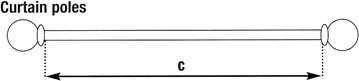 Measure between the decorative ends - C